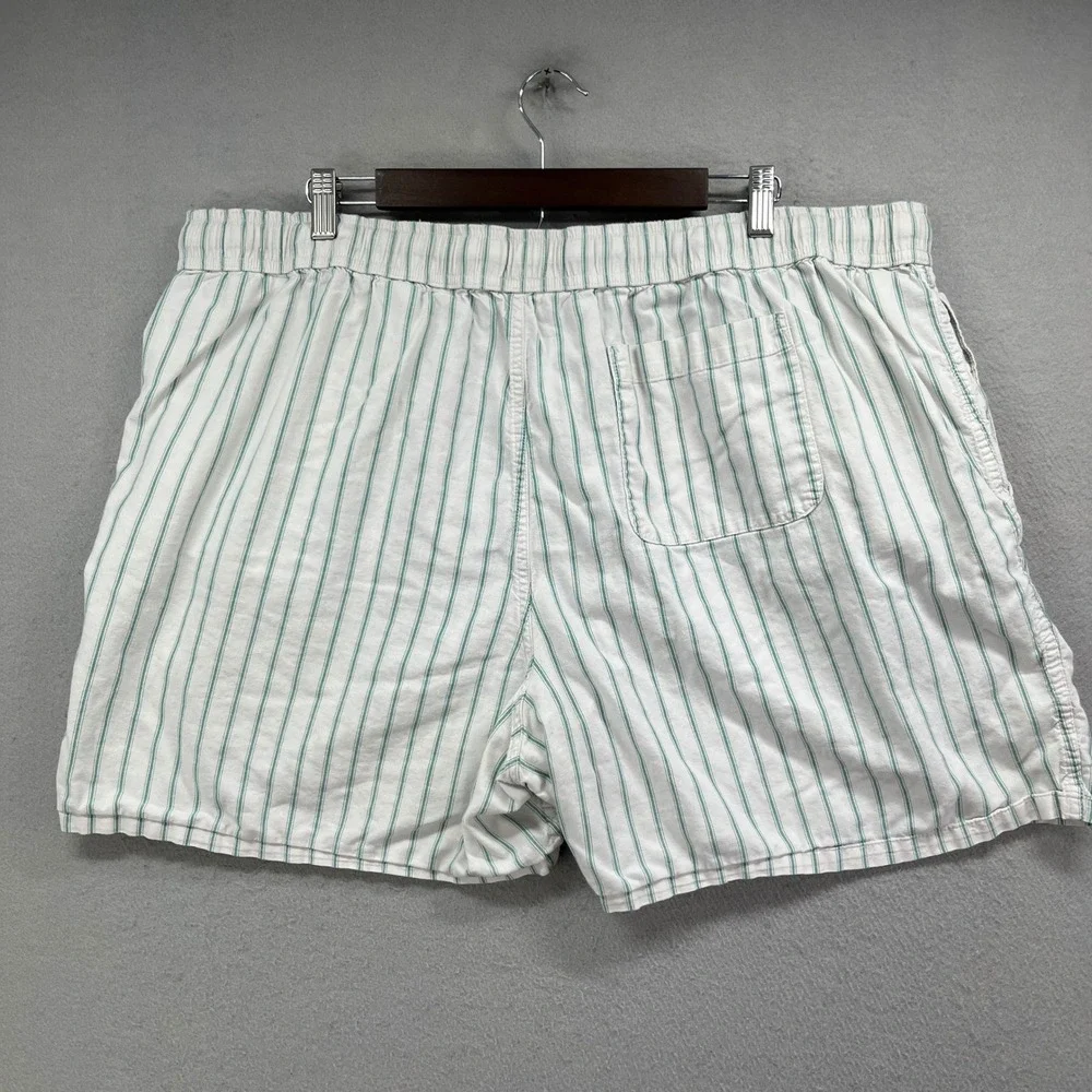 J Crew Pull On Shorts Mens XXL Red White Striped Cotton Preppy Oxford Lounge